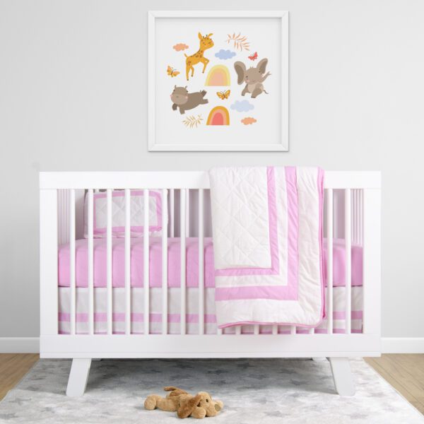 Modern Pink Quilt Baby Bedding Set