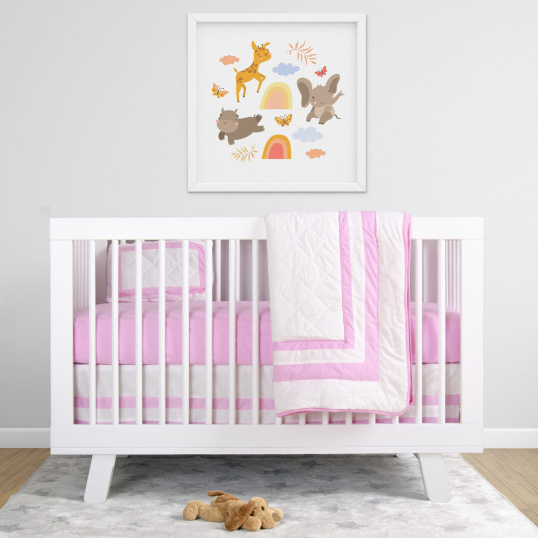 Modern Pink Quilt Baby Bedding Set